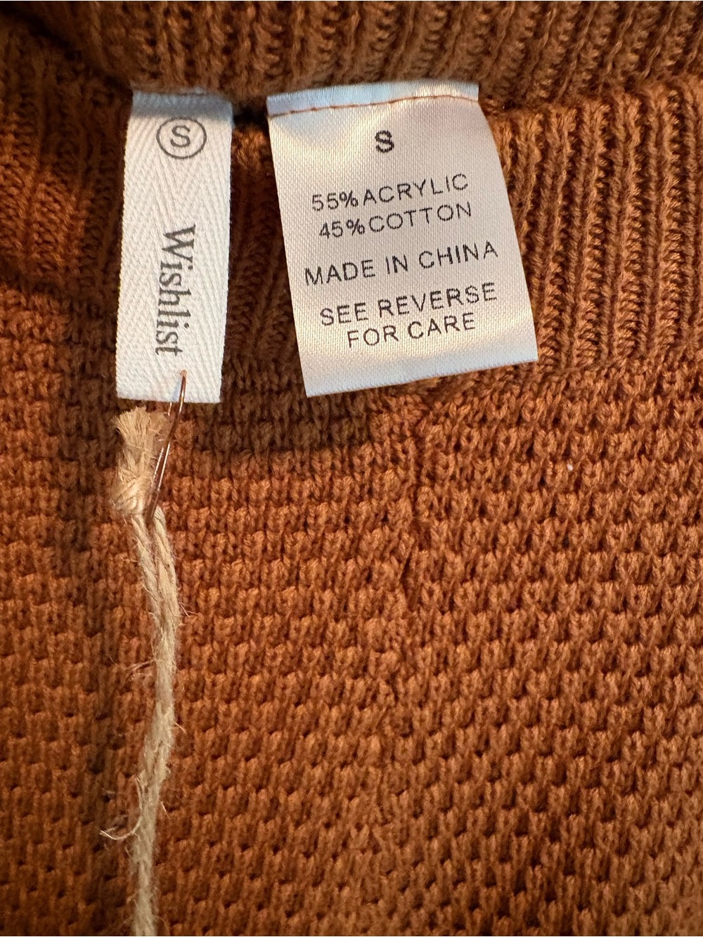 Wishlist Camel Brown Textured Waffle Knit Wide Leg Sweater Pants S - Picture 2 of 3
